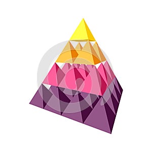 Stack of colored pyramids that makes another pyramid