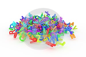 Stack of colorful alphabets letters