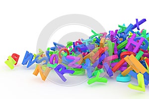 Stack of colorful alphabets letters