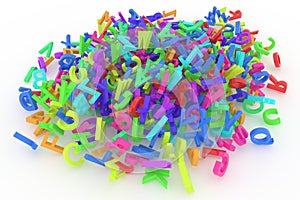 Stack of colorful alphabets letters
