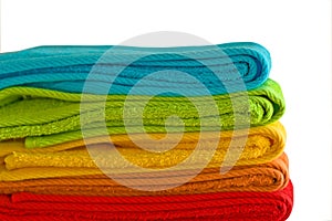 Stack of colorful bath towels