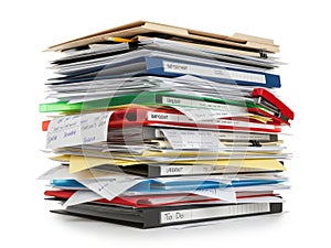 Stack of colorful binders