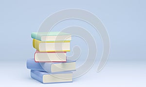 Stack of colorful books, 3d render