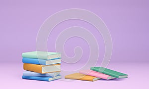 Stack of colorful books, 3d render