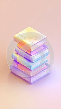 Stacked Pastel Books Illustration, Education and Knowledge Concept with Soft Colors