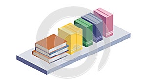 Stack of Colorful Books Isometric Icon, vector design Generative AI
