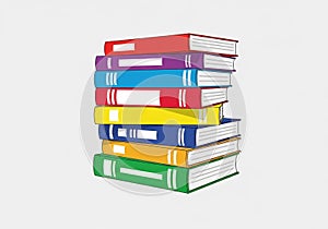 The background is plain white, emphasizing the vibrant book colors