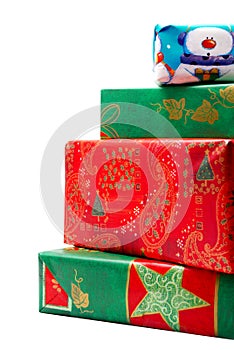 Stack of Colorful Christmas Gifts