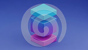Stack of colorful cubes on gradient background