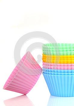 Stack of colorful cupcake liners