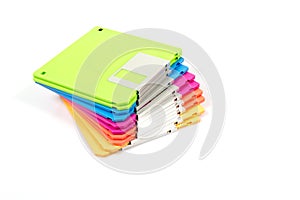 stack of colorful diskettes isolate on white background