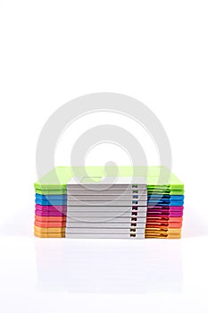 stack of colorful diskettes isolate on white background