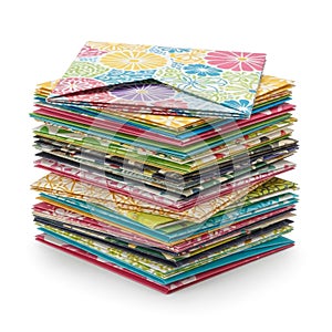 Stack of Colorful Floral Patterned Envelopes