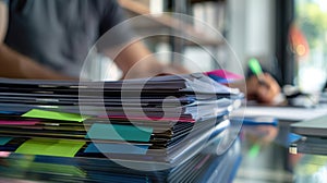 The stack of colorful folders.AI generated image