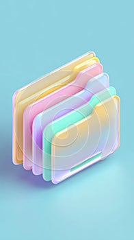 Colorful folders arranged on a light blue surface