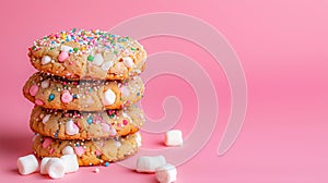Stack of Colorful Funfetti Cookies with Sprinkles