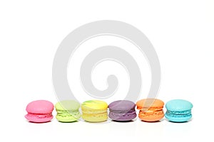 Stack of Colorful Macaroons Isolated on White With Copy Space for message