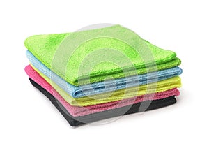 Stack of colorful microfiber cloths