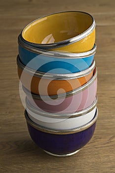 Stack of colorful Moroccan bowls