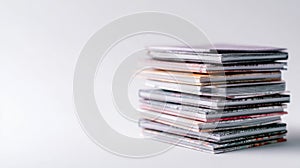 Stack of Square Magazines on White