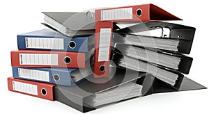 Stack of colorful office ring binders for organizing documents and paperwork