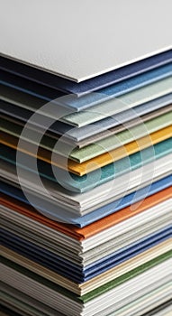 Stack of colorful paper sheets closeup