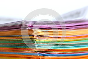 Stack of colorful papers