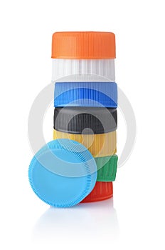 Stack of colorful plastic bottle cap
