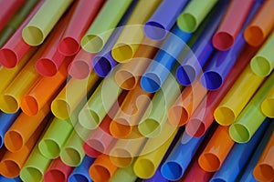 Stack of Colorful Plastic Drinking Straws