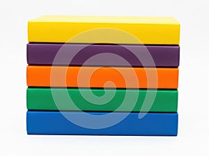 Stack of colorful rectangular blocks in a horizontal line