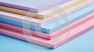 A stack of colorful sheets on a blue background, AI