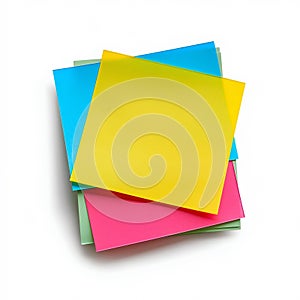 Stack of Colorful Sticky Notes Isolated on White. Generative ai