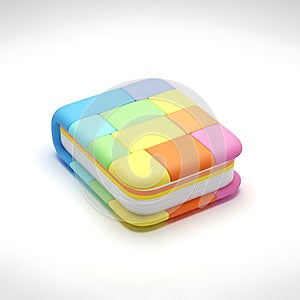 Stack of colorful sticky notes on white background