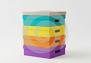 Stack of colorful storage boxes, a practical and decorative solution for organizing items in the home
