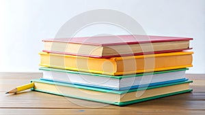 A Stack of Colorful Textbooks with a Pencil and Eraser AI generated