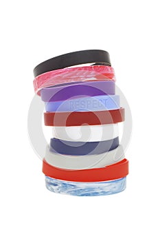 Stack of colorful wrist bands