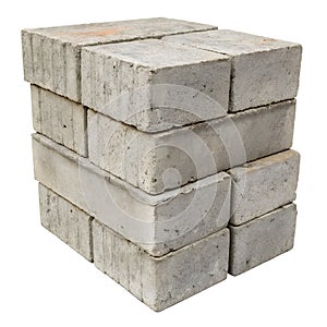 Stack of Concrete Blocks Isolated on White Background