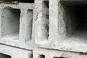 Stack of the concrete ventilation blocks
