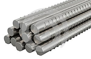 Stack of construction armature bars, 3D rendering