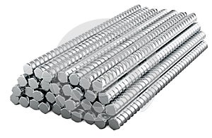 Stack of construction armature bars, 3D rendering