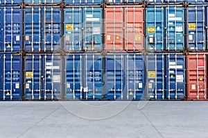 Stack of container box in port for logistic export import business