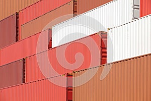 Stack of container shipping at dockyard