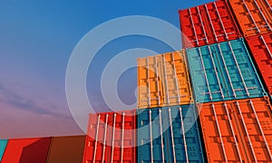 Stack of containers box, Cargo freight ship for import export bu