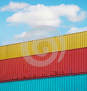 Stack of containers box, Cargo freight ship for import export lo