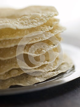 Stack of cooked Papadoms