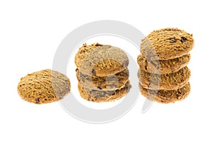 Stack cookies chocolate ship isolate on white background