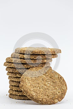 Stack of cookies isolated on white background