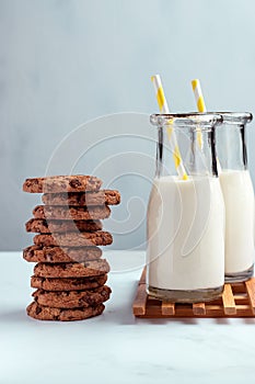Stack of cookies with milk