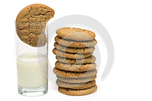 Stack of cookies beside milk