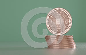 Stack of copper coins as example for virtual crypto currency, bitcoin and blockchain technology